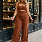 Lara | Women's Cutout Wide-Leg Jumpsuit with Tie Back