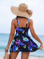 Hylkje | Women's Floral Wrap Front Swim Dress with V-Neck