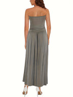 Lenneke | Women's Ruched Bandeau Maxi Dress with Pockets
