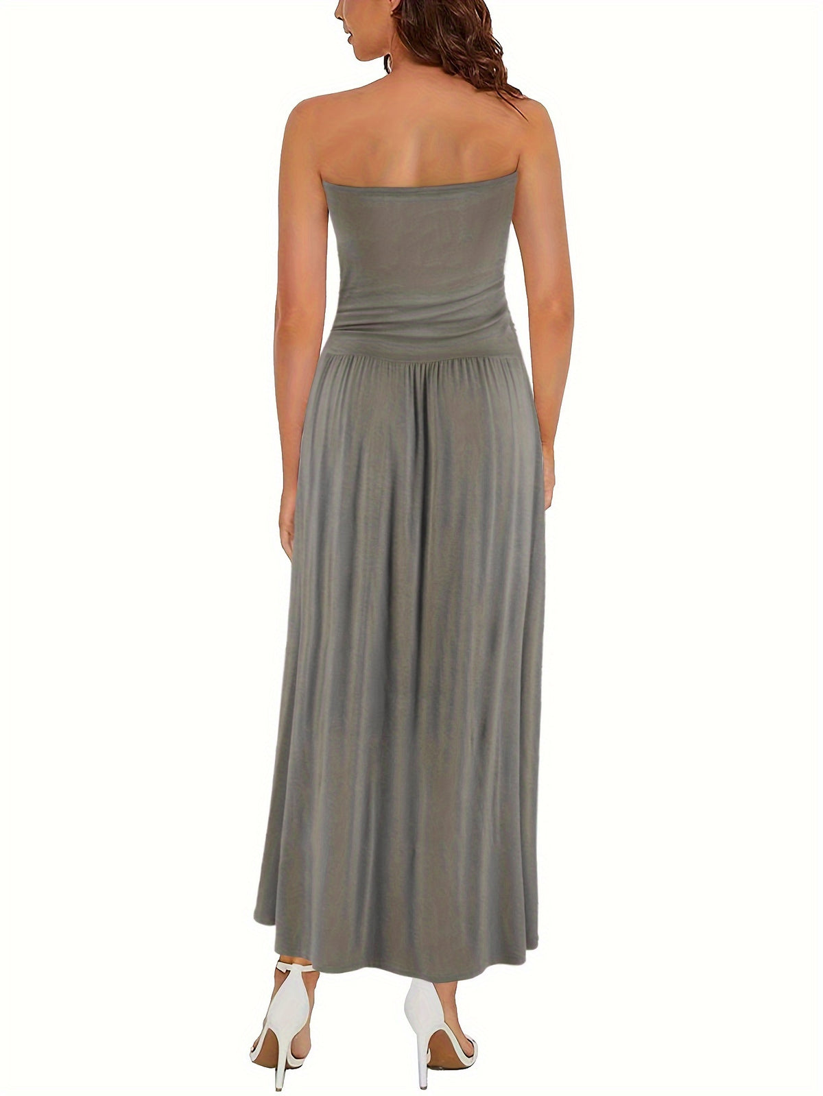 Lenneke | Women's Ruched Bandeau Maxi Dress with Pockets