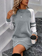 Vivienne | Women's Colour-Block Long Sleeve Mini Dress