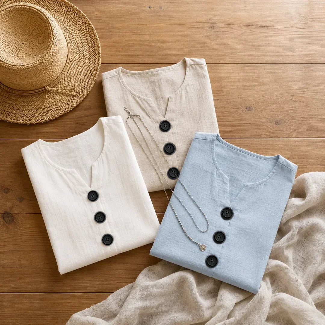 Isbeth | Women's V-Neck Button-Front Sleeveless Tank Top