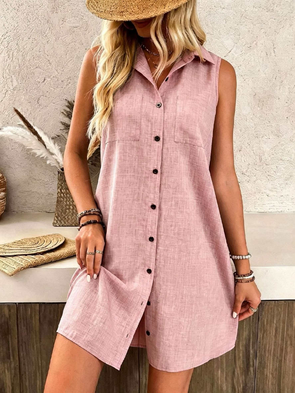 Violet | Sleeveless Button-Front Mini Dress for Women