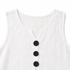 Isbeth | Women's V-Neck Button-Front Sleeveless Tank Top