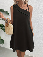 Mariska | Women's Asymmetric One-Shoulder Draped Mini Dress