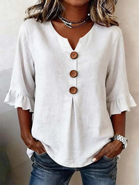 Marit | Women's Ruffle Sleeve V-Neck Blouse