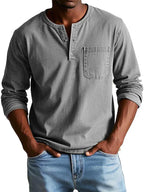 Damian | Men's Relaxed-Fit Henley Long Sleeve Shirt
