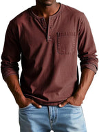 Damian | Men's Relaxed-Fit Henley Long Sleeve Shirt