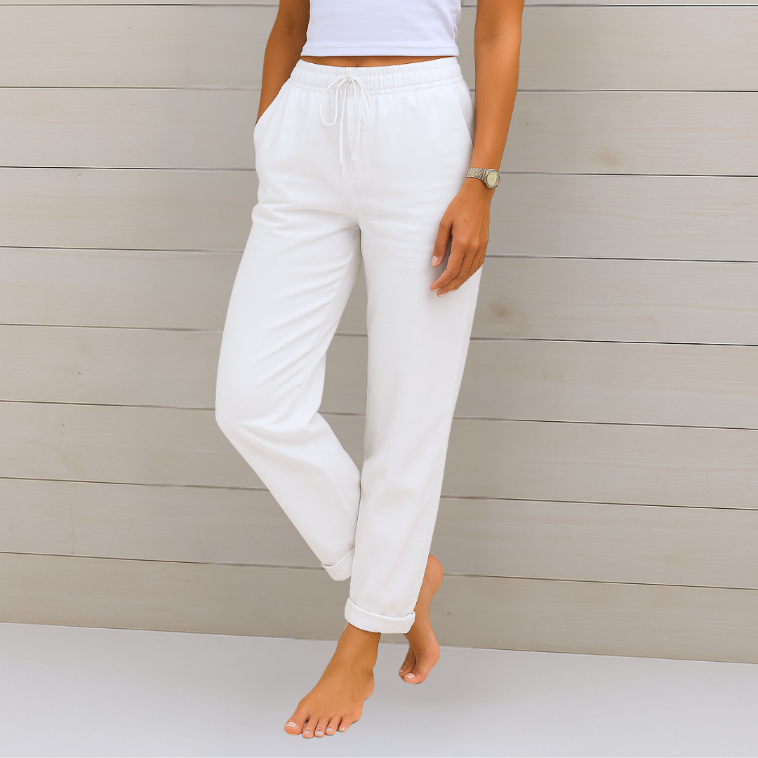 Aleida | Women's High-Waist Straight-Leg Drawstring Pants with Pockets