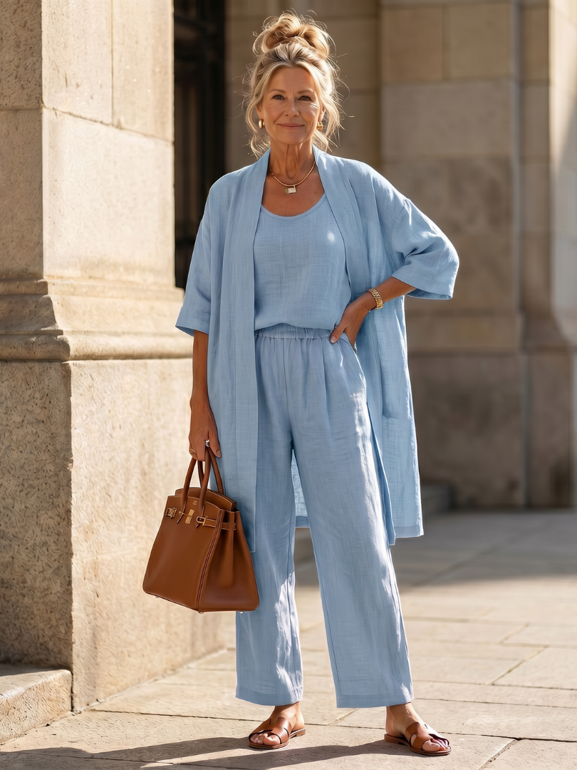 Liesbeth | Women's Relaxed Wide Leg Three-Piece Set