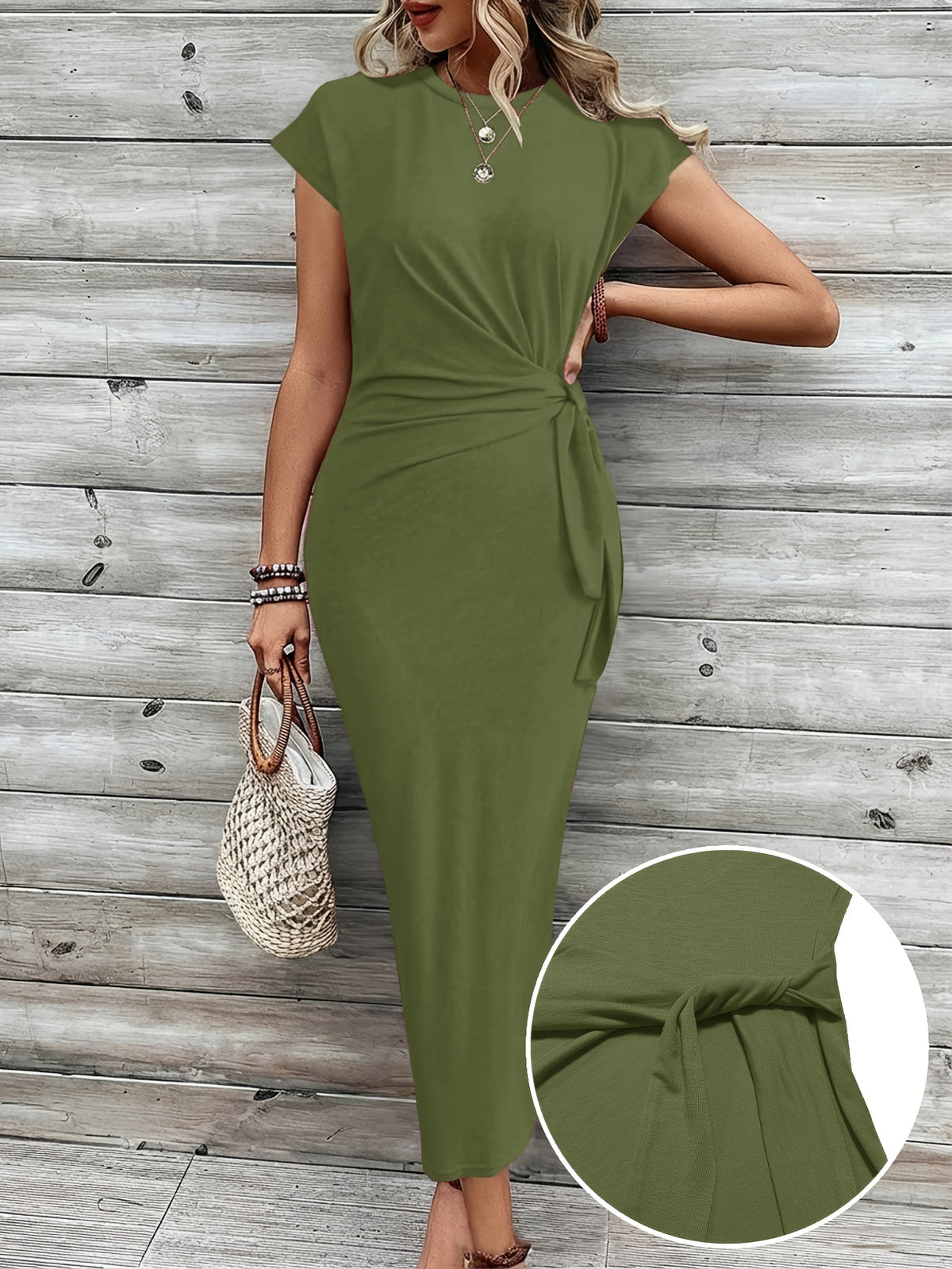 Ellen | Women's Twist-Waist Bodycon Maxi Dress