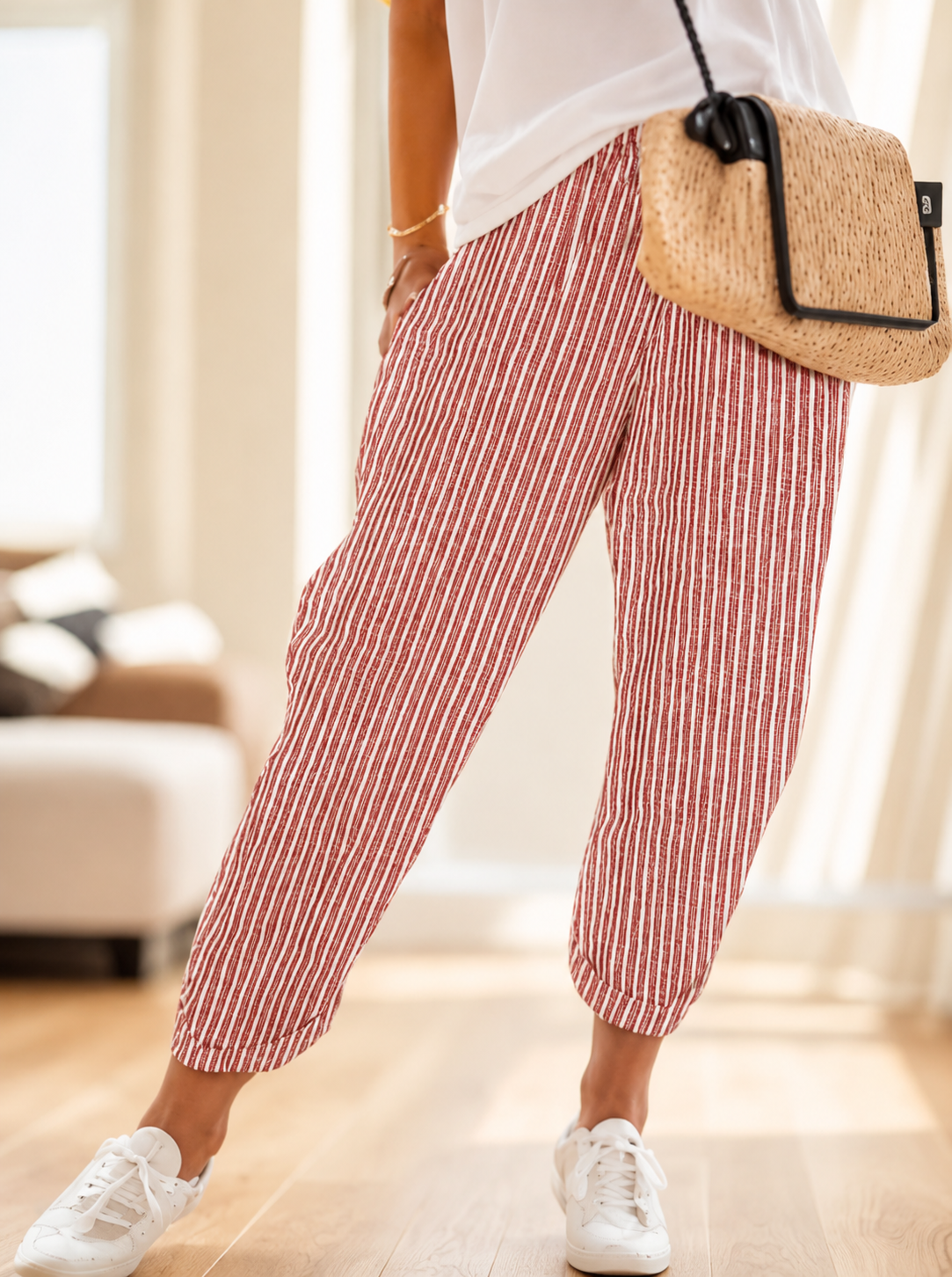 Willow | Women's Striped Wide-Leg Trousers with Elastic Waist