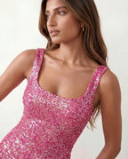 Britta | Women's Sequin Square Neck Bodycon Mini Dress