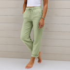 Aleida | Women's High-Waist Straight-Leg Drawstring Pants with Pockets