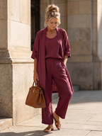 Liesbeth | Women's Relaxed Wide Leg Three-Piece Set