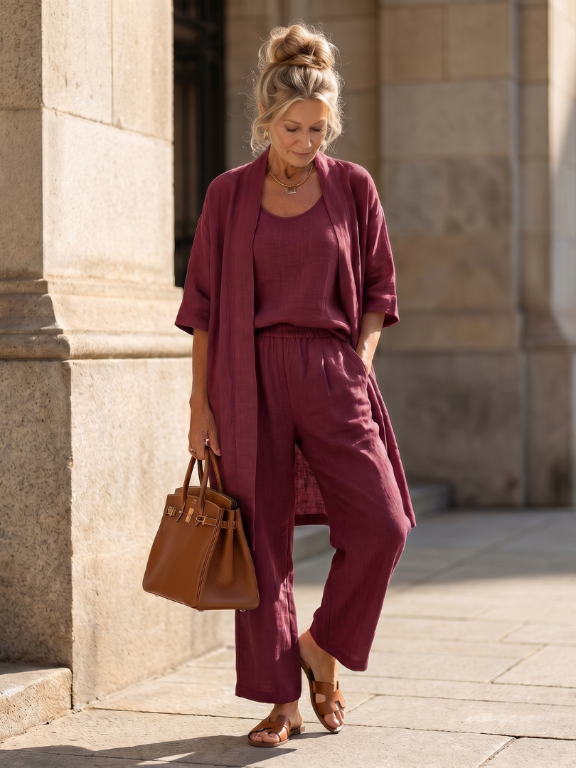 Liesbeth | Women's Relaxed Wide Leg Three-Piece Set