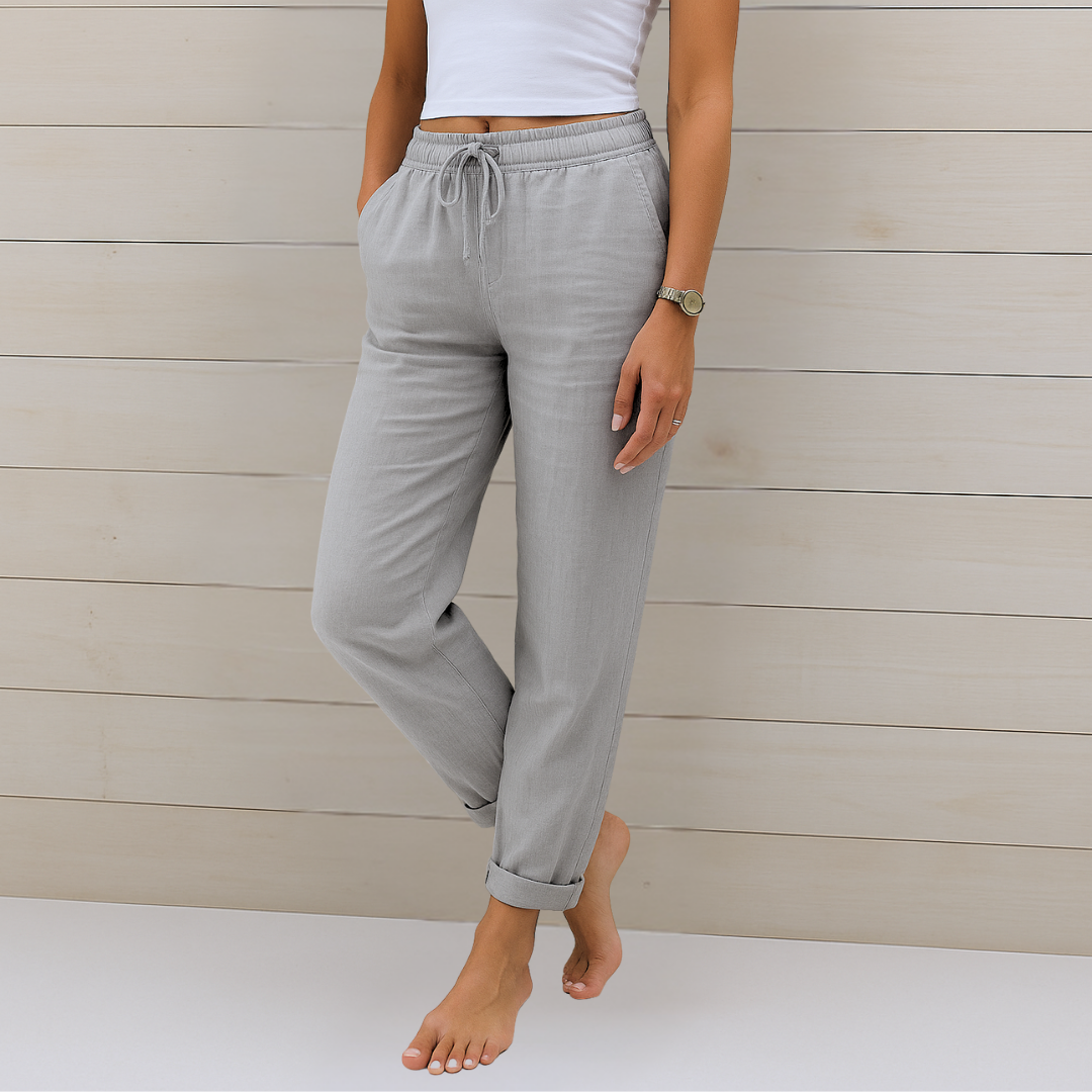 Aleida | Women's High-Waist Straight-Leg Drawstring Pants with Pockets