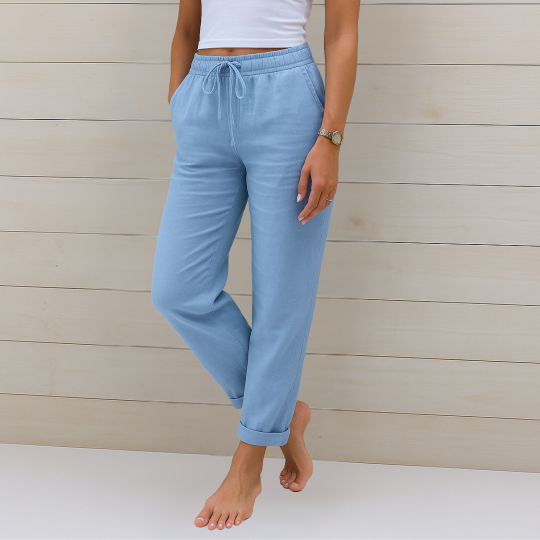 Aleida | Women's High-Waist Straight-Leg Drawstring Pants with Pockets
