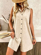 Violet | Sleeveless Button-Front Mini Dress for Women
