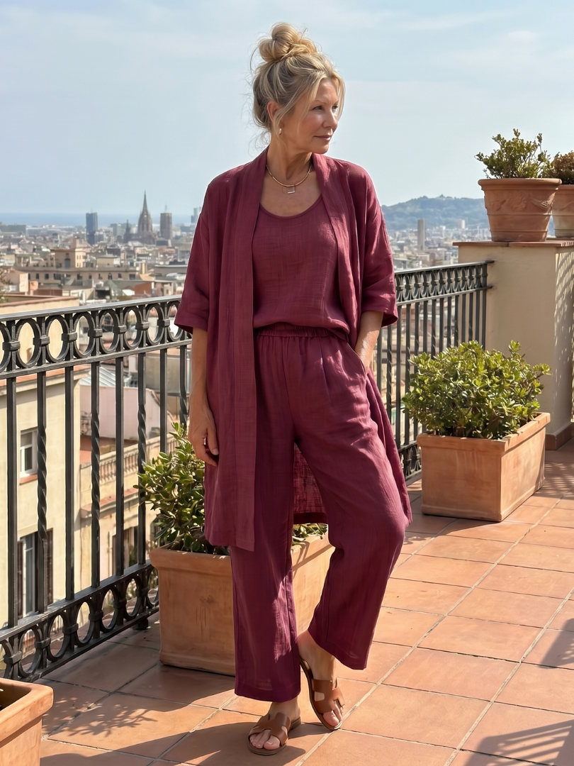 Liesbeth | Women's Relaxed Wide Leg Three-Piece Set
