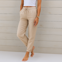 Aleida | Women's High-Waist Straight-Leg Drawstring Pants with Pockets