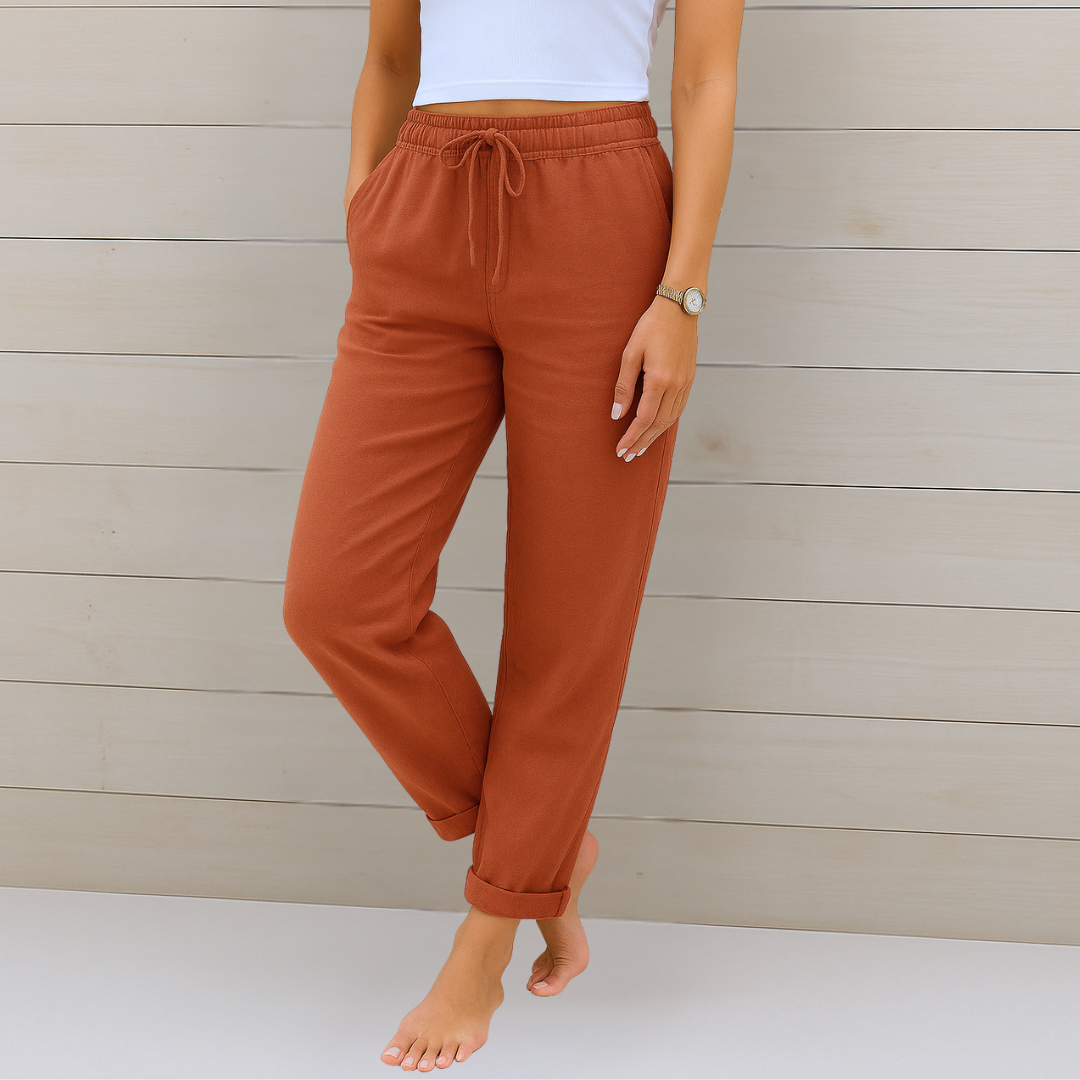 Aleida | Women's High-Waist Straight-Leg Drawstring Pants with Pockets