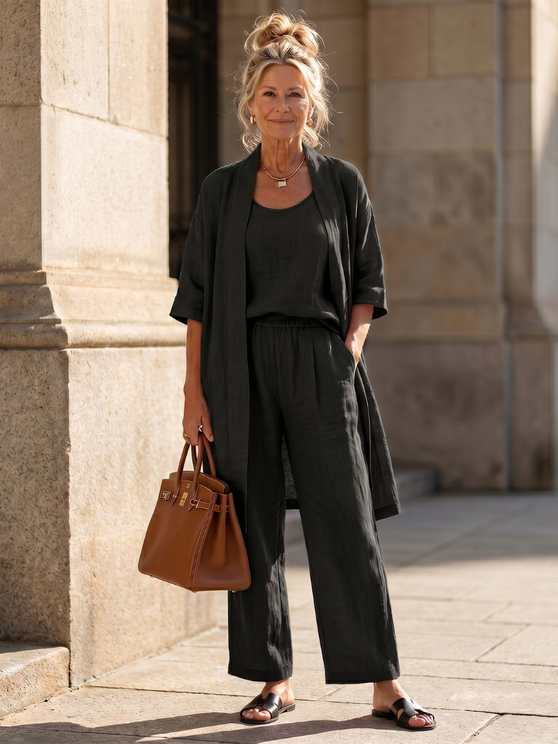 Liesbeth | Women's Relaxed Wide Leg Three-Piece Set