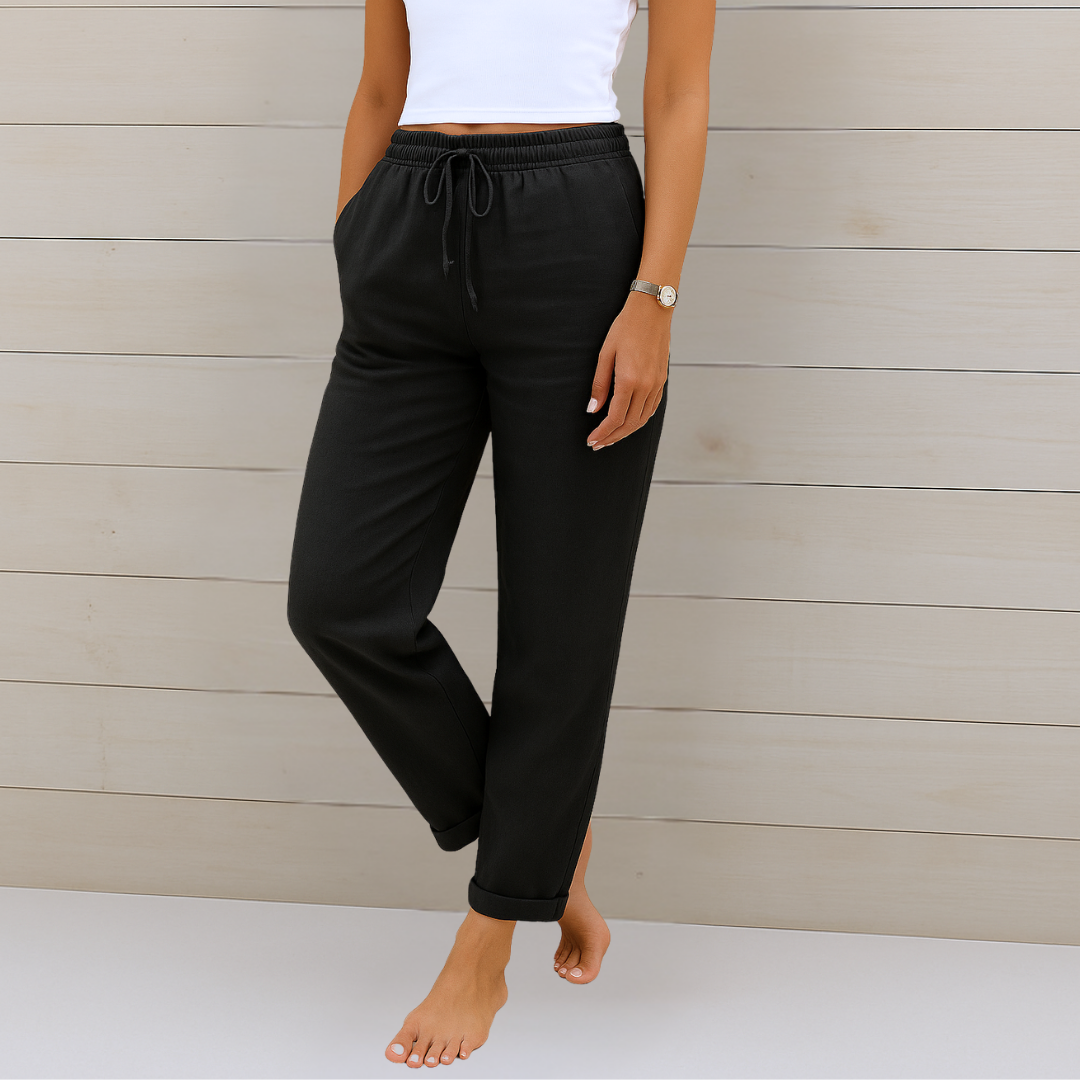 Aleida | Women's High-Waist Straight-Leg Drawstring Pants with Pockets