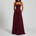 Evelyne | Women's Draped V-Neck Maxi Dress with Side Slit
