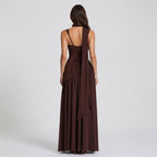 Evelyne | Women's Draped V-Neck Maxi Dress with Side Slit