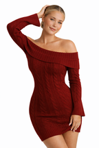Vigdis | Off-Shoulder Ribbed Bodycon Midi Dress for Women