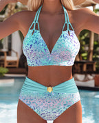 Amelie | Women's Leopard Print V-Neck Bikini Two-Piece Set