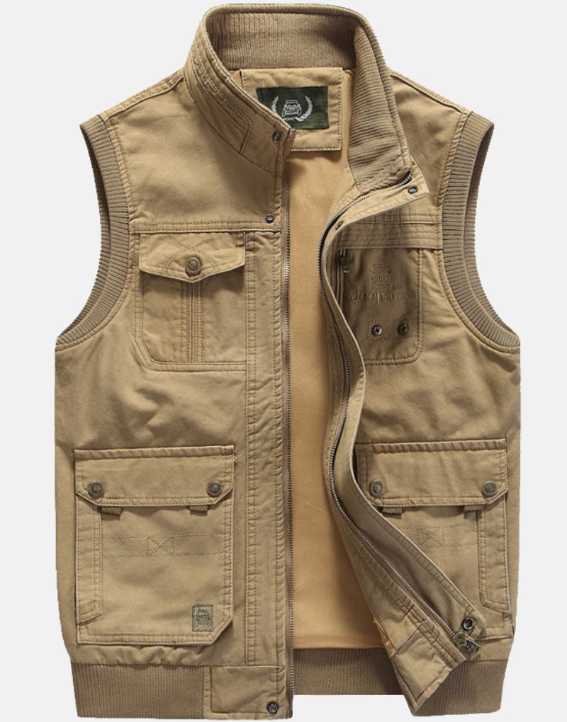 Simon | Men's Multi-Pocket Utility Vest with Notched Collar