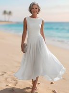 Lise | Women's Cowl-Neck Pleated Ruched Midi Dress