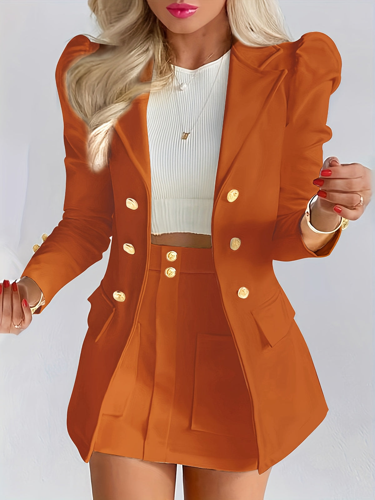 Farah | Women's Double-Breasted Blazer & Skirt Set