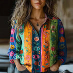 Editha | Women's Bohemian Vintage V-Neck Blouse