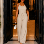Laura | Women's Halter Wide-Leg Drawstring Jumpsuit