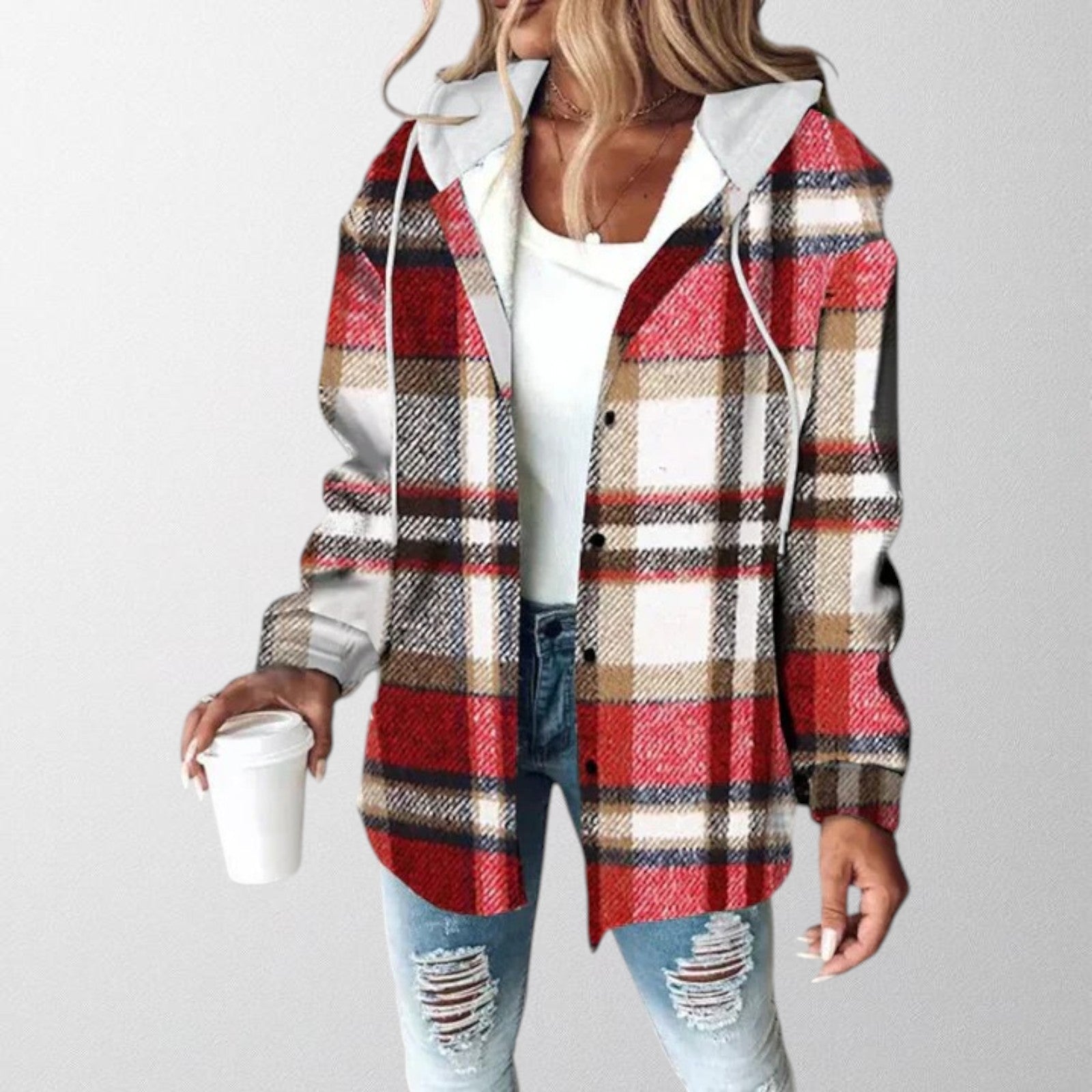 Tilda | Women's Plaid Hooded Zip-Up Jacket – Weekend Errands