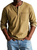 Damian | Men's Relaxed-Fit Henley Long Sleeve Shirt