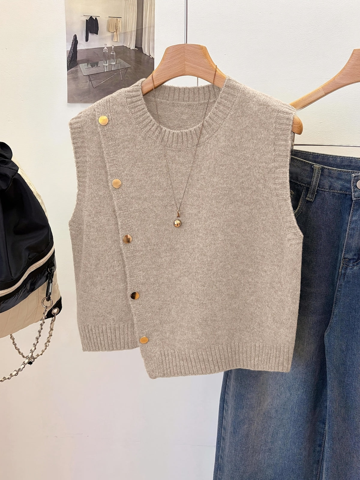 Hannah | Women's Ribbed Button-Front Sweater Vest