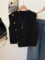 Hannah | Women's Ribbed Button-Front Sweater Vest