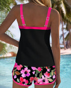 Wybrig | Women's Textured Tankini Set with Contrast Trim