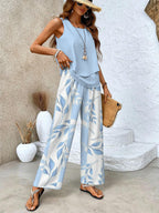 Dagmar | Women's Printed Two-Piece Set Wide Leg Pant Set