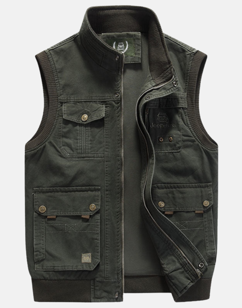 Simon | Men's Multi-Pocket Utility Vest with Notched Collar