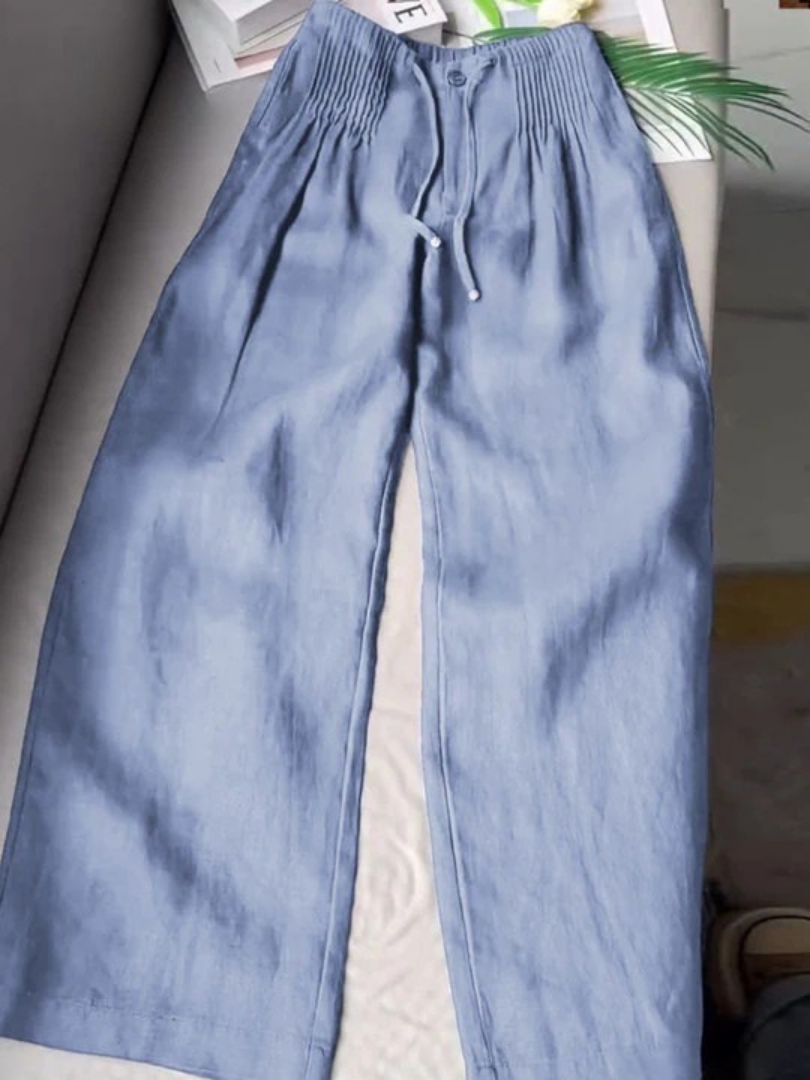 Sienna Blaine | Women's Wide-Leg High-Waist Trousers with Drawstring Waist