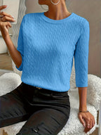 Kristin | Women's Ribbed Crew Neck Three-Quarter Sleeve Sweater
