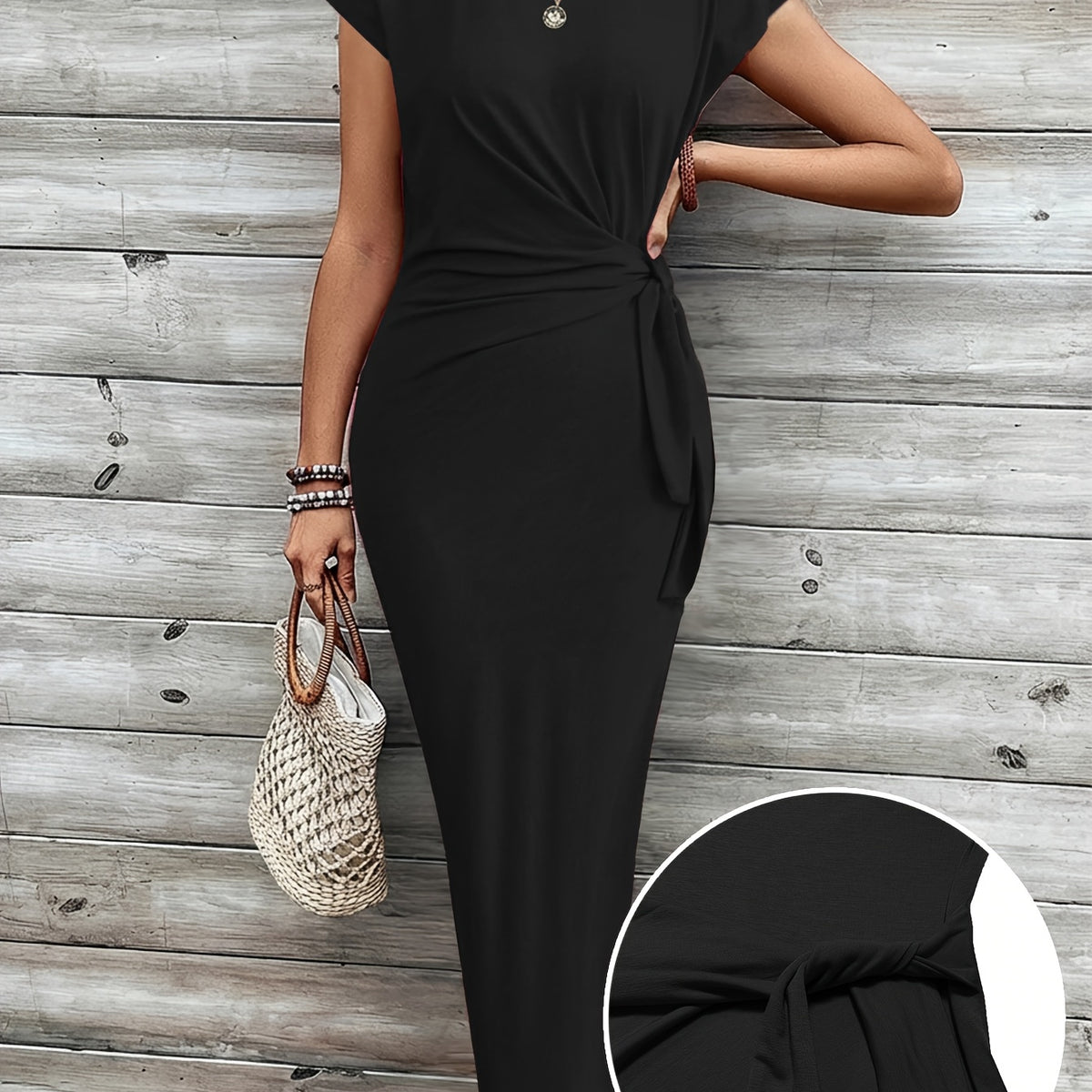Ellen | Women's Twist-Waist Bodycon Maxi Dress