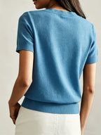 Heleen | Women's Ribbed Knit Short Sleeve Sweater Top
