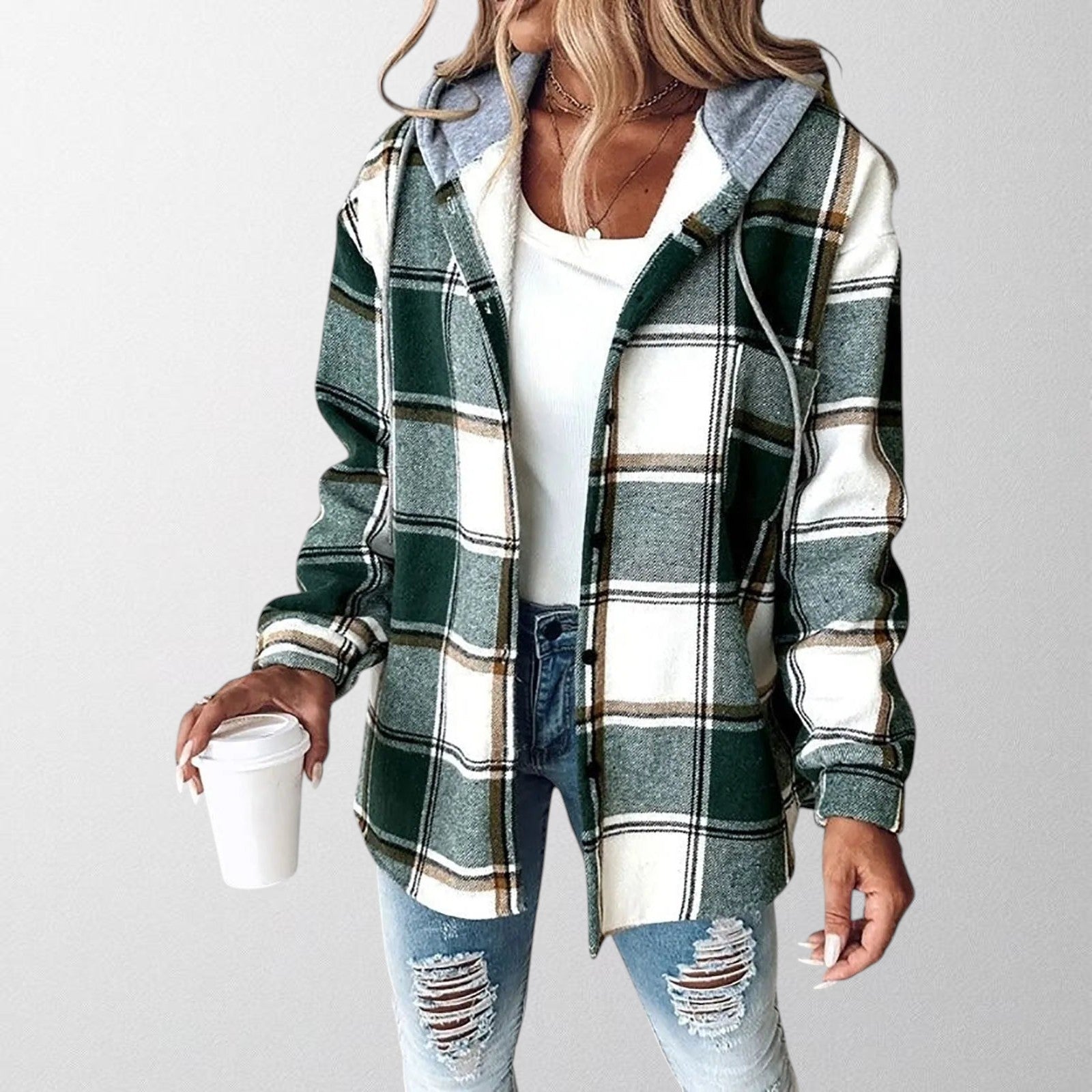Tilda | Women's Plaid Hooded Zip-Up Jacket – Weekend Errands