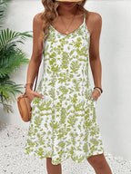 Serena | Women's Floral Print V-Neck Mini Dress with Pockets